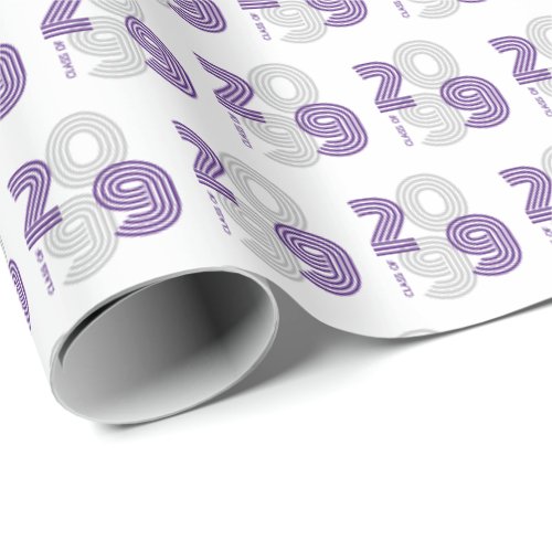 Purple Retro Big Numbers Class of Wrapping Paper