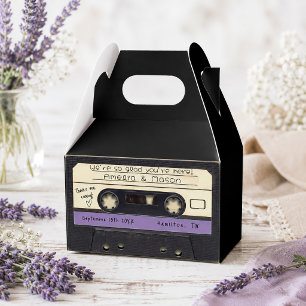 Purple Retro Cassette Tape Wedding Favor Boxes