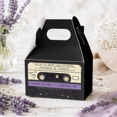 Purple Retro Cassette Tape Wedding Favor Boxes