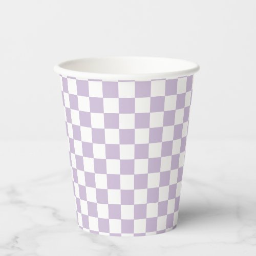 purple Retro Checker birthday Paper Cups