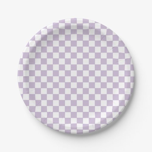 purple Retro Checker birthday Paper Plates