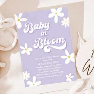 Purple Retro Daisy Baby Shower Baby In Bloom Invitation