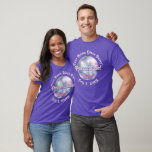 Purple Retro Disco Ball PERSONALIZED T-Shirt<br><div class="desc">A stylized graphic of a disco ball,  personalize it with your name,  message,  date. Fun retro disco design,  cute for a bachelorette,  birthday,  or any party.</div>