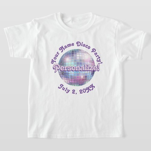 Purple Retro Disco Ball PERSONALIZED T_Shirt