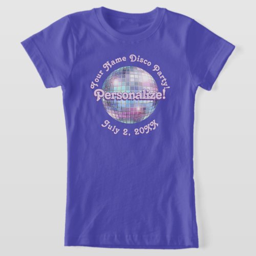 Purple Retro Disco Ball PERSONALIZED T_Shirt