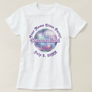 Purple Retro Disco Ball PERSONALIZED T-Shirt