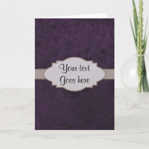 Purple Retro Floral Abstract Nameplate Thank You Card