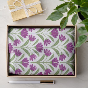 Purple Retro Floral Tissue Paper Vintage Botanic