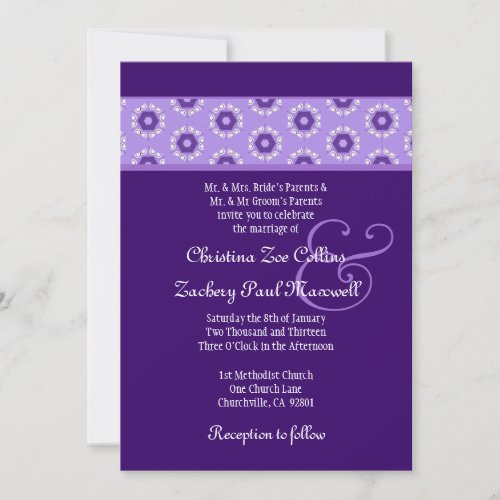 Purple Retro Flowers Wedding Template F522 Personalized Announcements