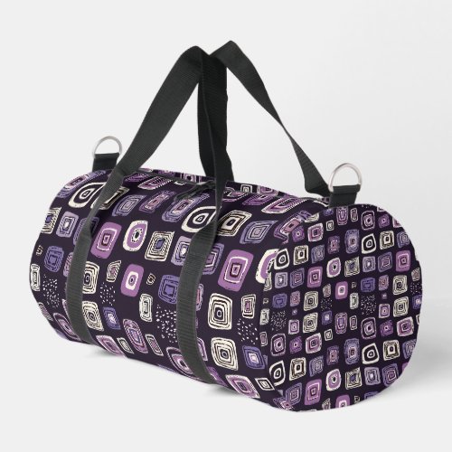 Purple Retro Geometric Pattern Duffle Bag