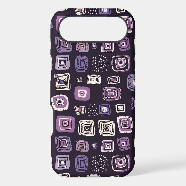Purple Retro Geometric Pattern iPhone Case (Back)