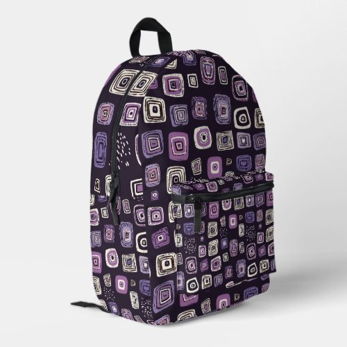 Purple Retro Geometric Pattern Printed Backpack