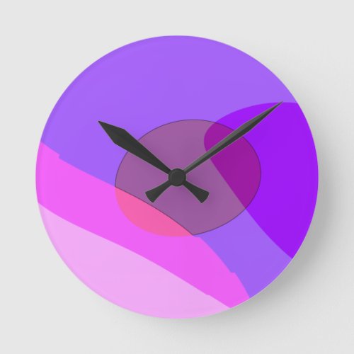 Purple Retro Groovy Abstract 409 Round Clock