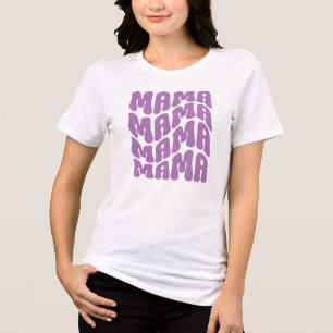Purple Retro Groovy Cute Mama Mothers Day Mom Tri-Blend Shirt