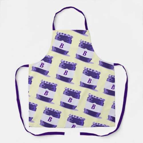 Purple Retro Jelly Jar Pattern with Monogram Apron