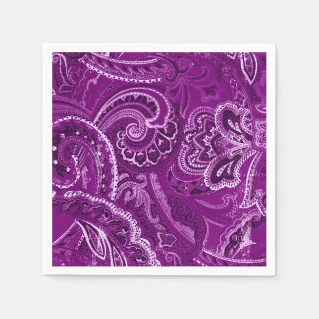 Purple Retro Paisley Bandanna/Bandana Napkins (Front)