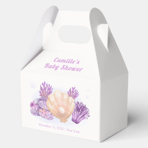 Purple Retro Pearl Seashell Baby Shower Favor Boxes