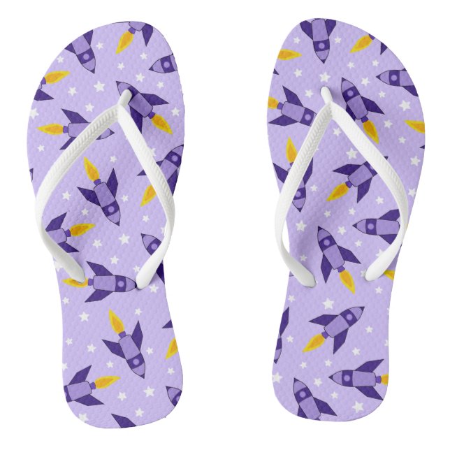 Purple Retro Rocket Flip Flops (Footbed)