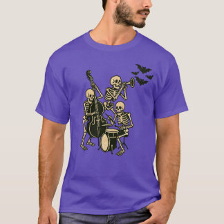Purple Retro Skeleton Band Halloween T-Shirt