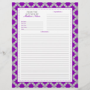 Purple Retro Star Recipe Page
