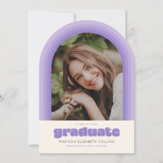 Purple Retro Striped Arch Graduation Announcement