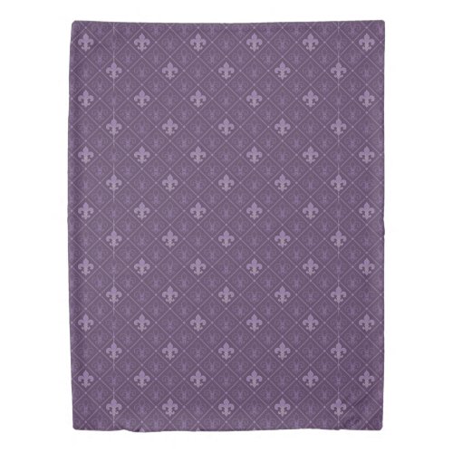 Purple Retro Style Fleur de Lis Pattern Duvet Cover