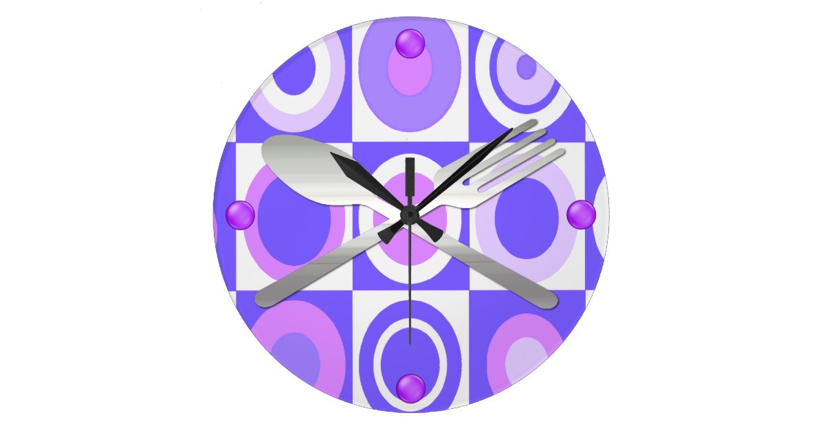 Purple Retro Style Kitchen Wall Clock | Zazzle.com