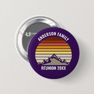 Purple Retro Sunset Mountain Customized Button