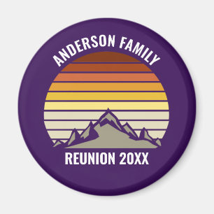 Purple Retro Sunset Mountain Customized Magnet