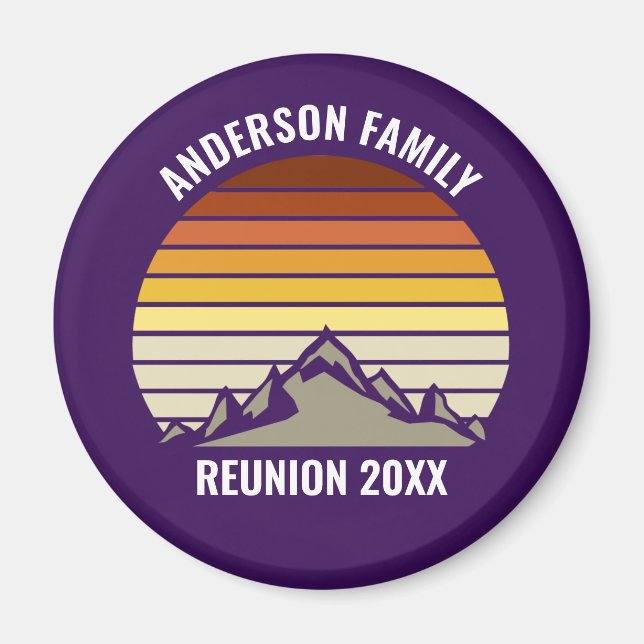 Purple Retro Sunset Mountain Customized Magnet (Front)