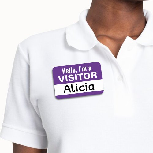 Purple Reusable Temporary Guest Visitor Dry Erase Name Tag