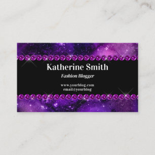 Purple Rhinestone Celestial Watercolor Business Card