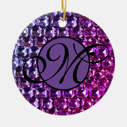 Purple Rhinestone purple diamonds gemstone  Ceramic Ornament