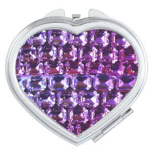Purple Rhinestone, purple diamonds, gemstone Compact Mirror
