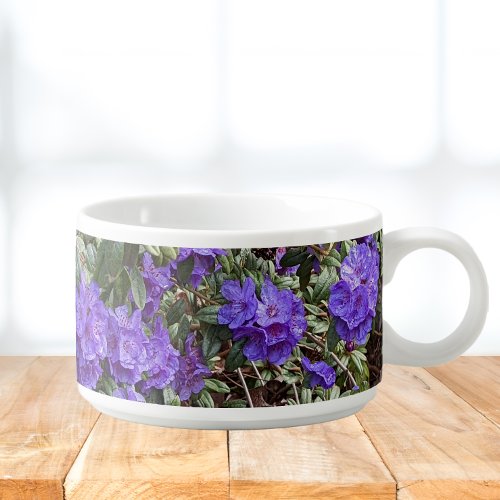 Purple Rhododendron Blooms Floral Pattern Chili Bowl