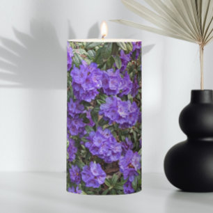 Purple Rhododendron Blooms Floral Pillar Candle