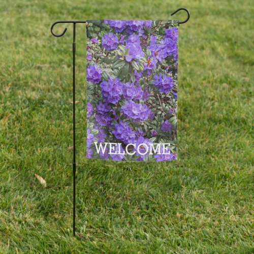 Purple Rhododendron Blooms Floral Welcome Garden Flag