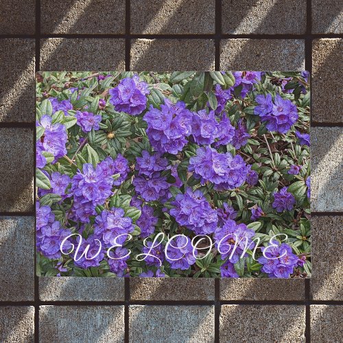 Purple Rhododendron Blooms Welcome Doormat