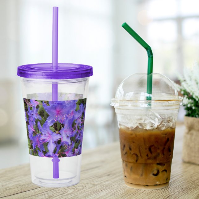 Purple Rhododendron Flowers Floral Acrylic Tumbler (In Situ)
