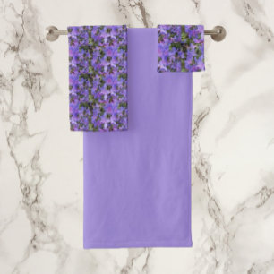 Purple Rhododendron Flowers Floral Pattern Bath Towel Set