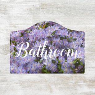 Purple Rhododendrons Floral Restroom Door Sign