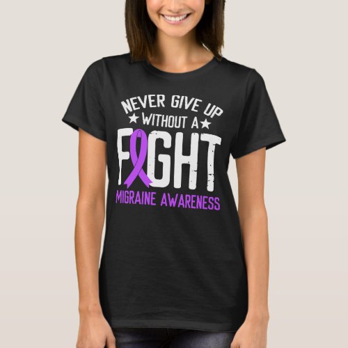 Purple Ribbon a Fight Headache Migraine Awareness T_Shirt