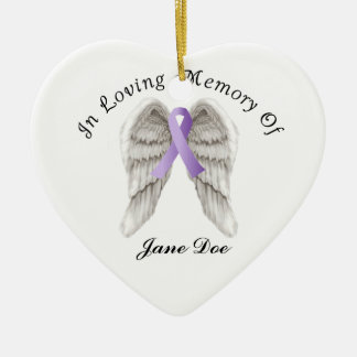 Purple Ribbon All Cancer In Memory Ceramic Ornament
