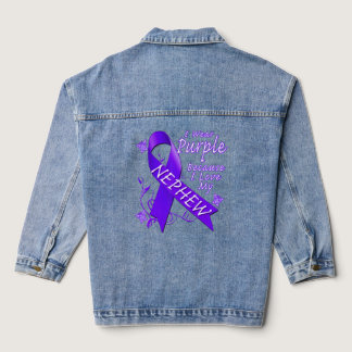 Purple Ribbon Alzheimers Awareness I Wear For My N Denim Jacket
