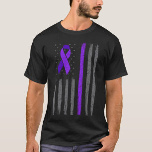 Purple ribbon american flag pancreatic cancer T-Shirt