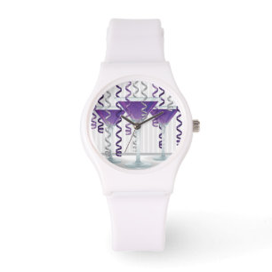 Purple ribbon and cocktail watch