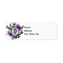 Purple Ribbon And Wings Cystic Fibrosis Label