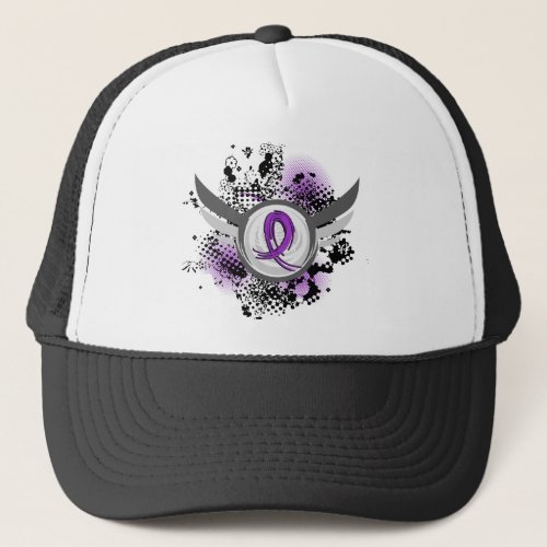 Purple Ribbon And Wings Epilepsy Trucker Hat