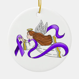 "Purple Ribbon" Angel of Awareness Ceramic Ornament