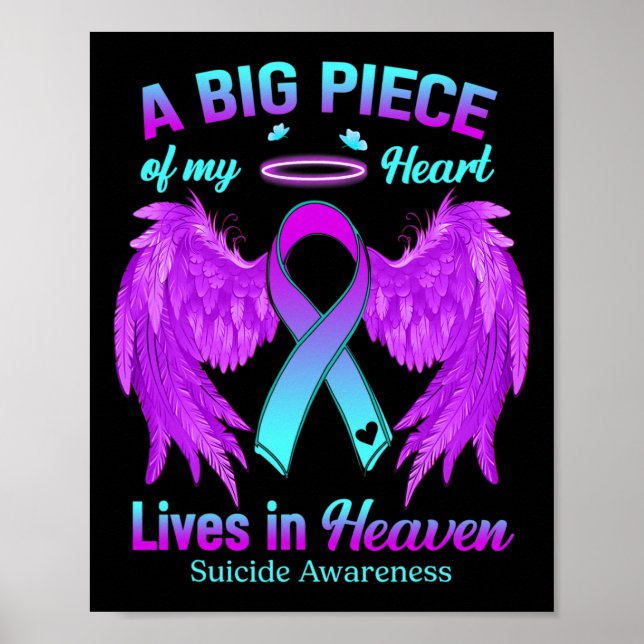 Purple Ribbon Angel Wing Suicide Awareness Memoria Poster (Front)